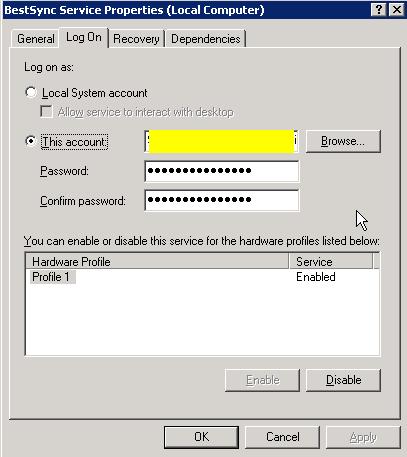 Service config