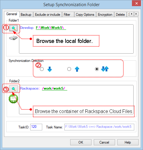 Setup Task to sync Rackspace Cloud Files