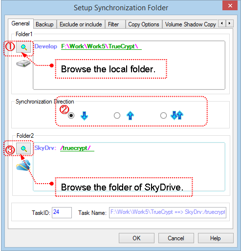 Setup Task to sync SkyDrive