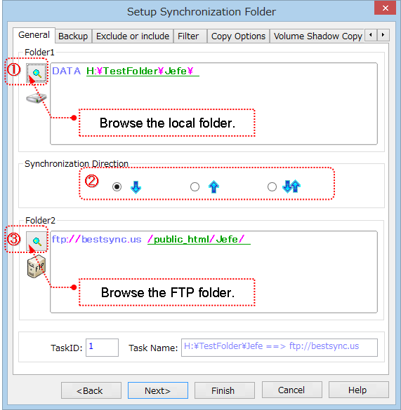 Setup sync folders