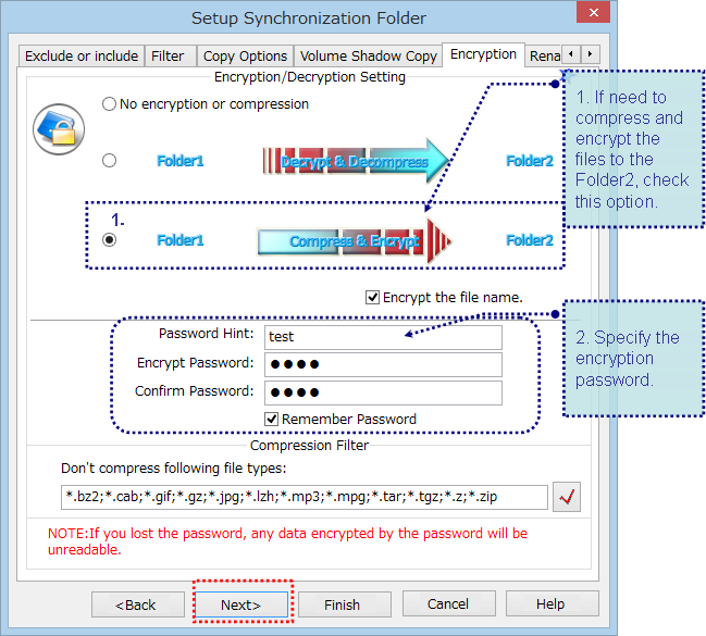 Encryption options