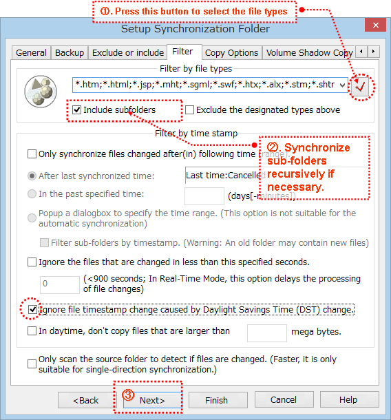 Select file types