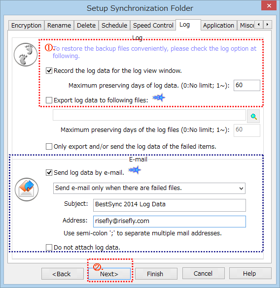 Log options