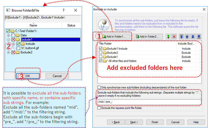 Exclude folders by name string